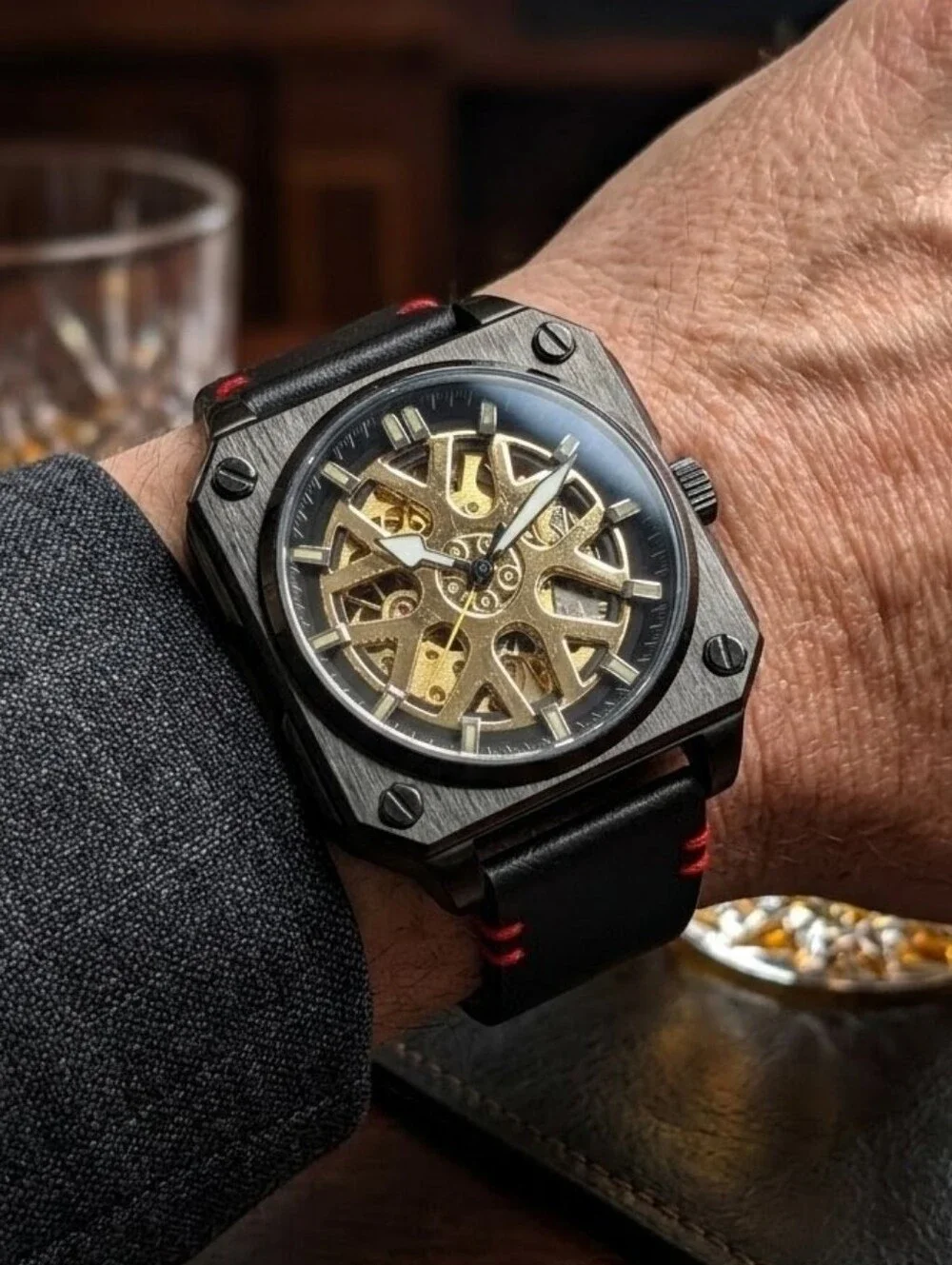 Genoa Automatic Mechanical Watch Stainless Steel & Leather